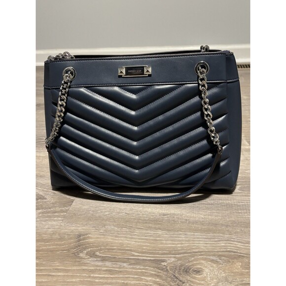 Michael Kors Blue Quilted Whitney Tote Shoulder Bag Chain And Leather Strap New - Picture 1 of 13
